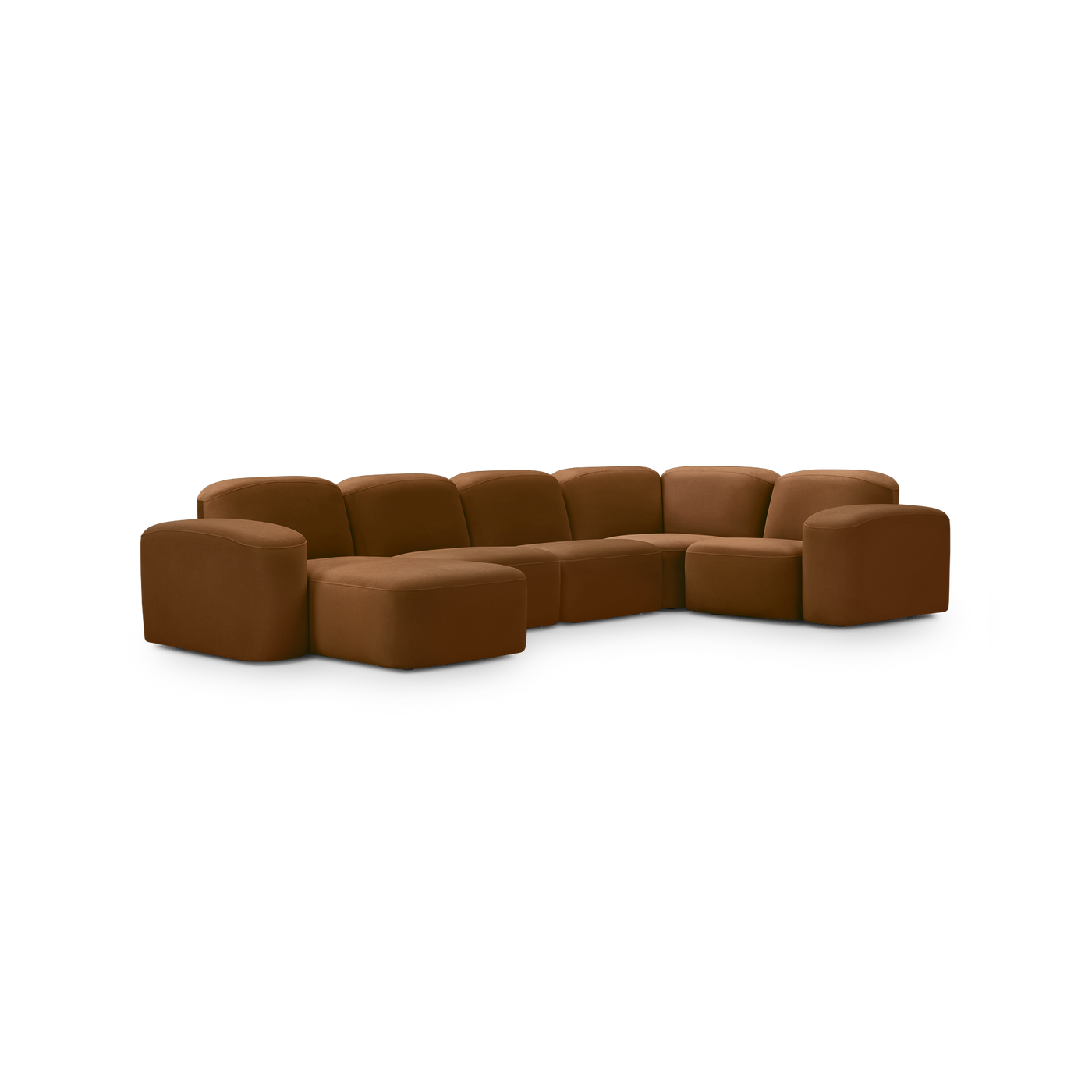 Muse 5 Piece LAF Chaise Modular Sofa - [ Malibu Cognac ]