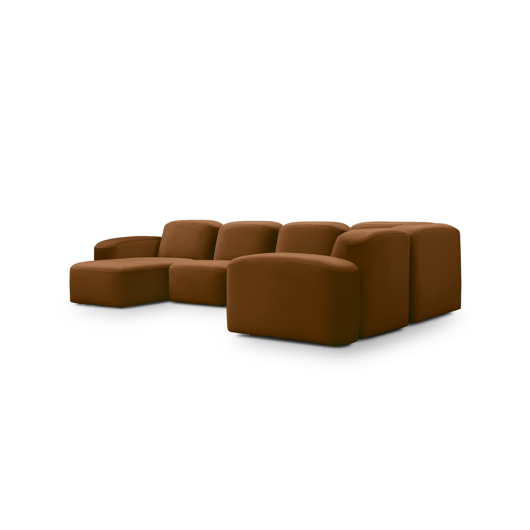 Muse 5 Piece LAF Chaise Modular Sofa - [ Malibu Cognac ]