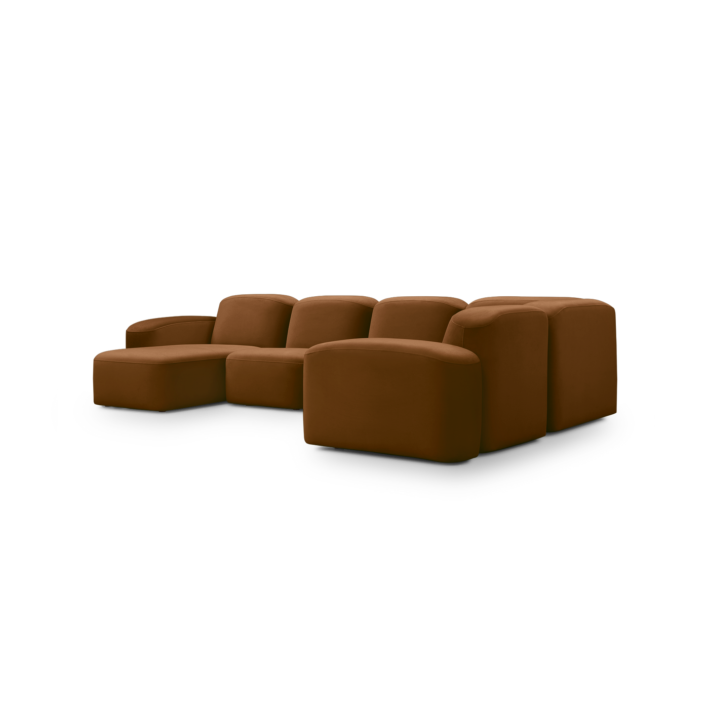 Muse 5 Piece LAF Chaise Modular Sofa - [ Malibu Cognac ]