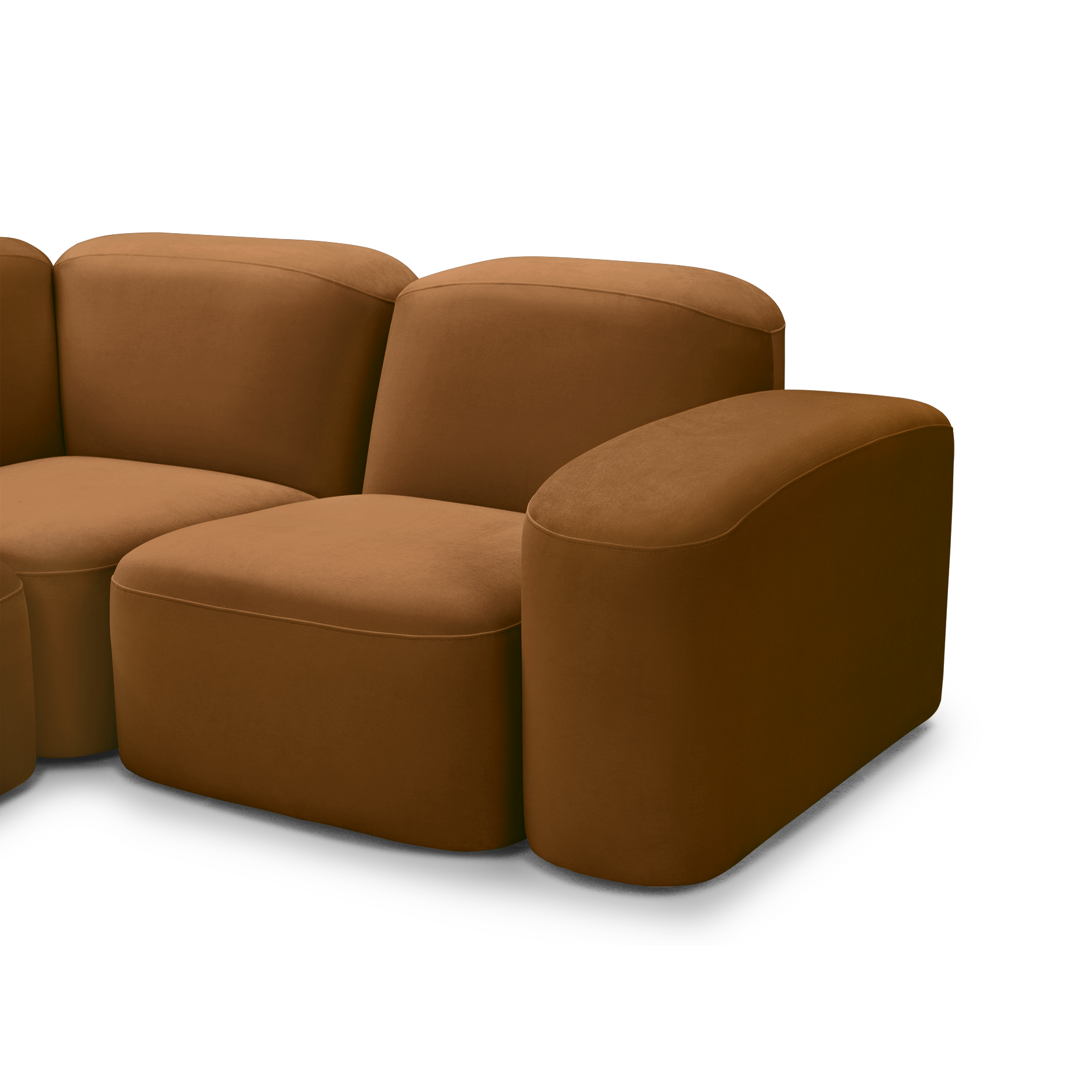 Muse 5 Piece LAF Chaise Modular Sofa - [ Malibu Cognac ]