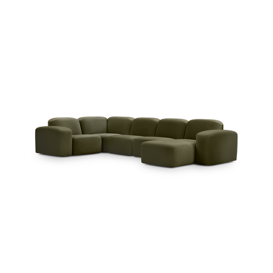 Muse 5 Piece LAF Chaise Modular Sofa - [ Malibu Matcha ]
