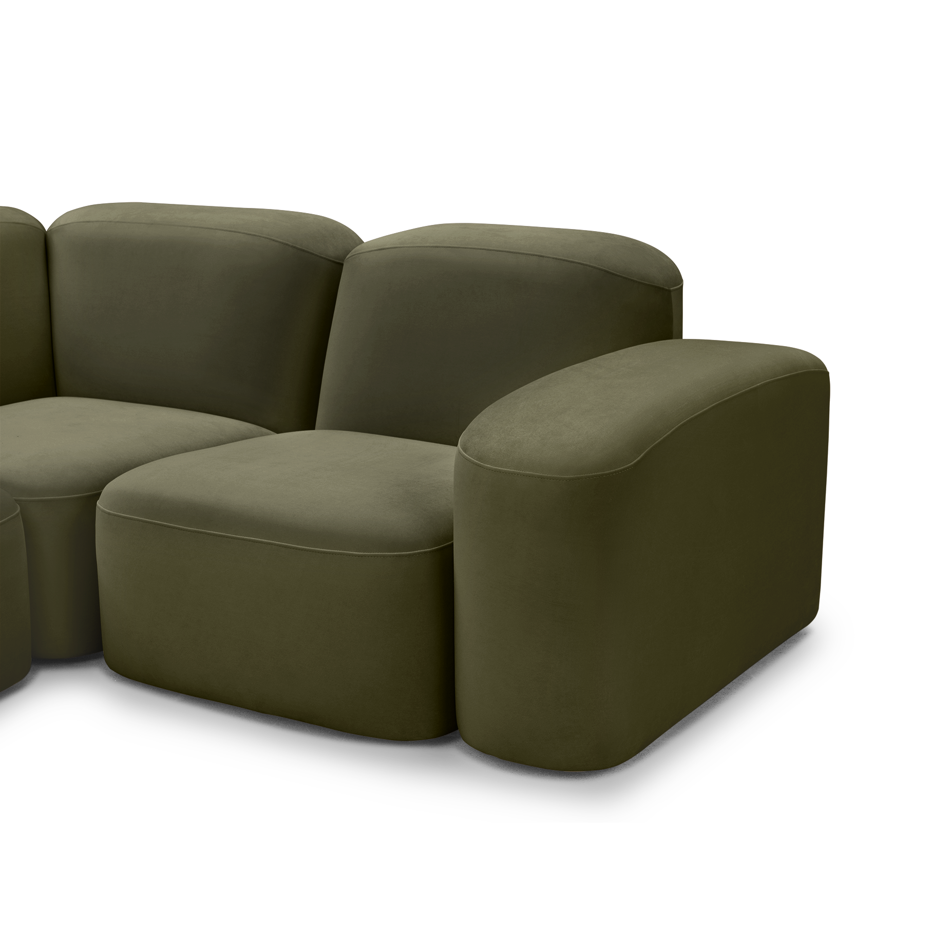 Muse 5 Piece LAF Chaise Modular Sofa - [ Malibu Matcha ]