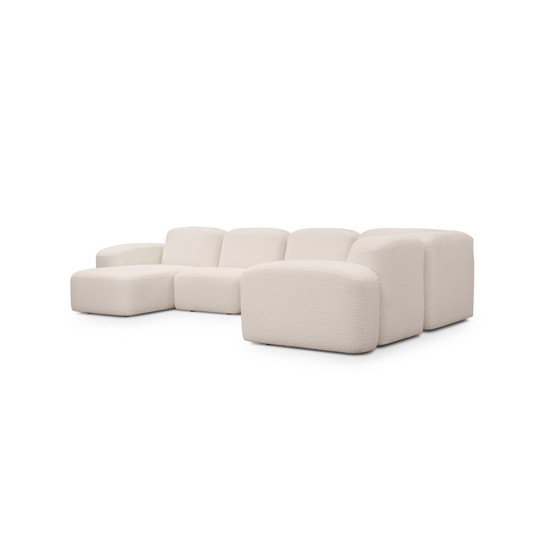 Muse 5 Piece LAF Chaise Modular Sofa - [ Bronte Whipped Cream ]
