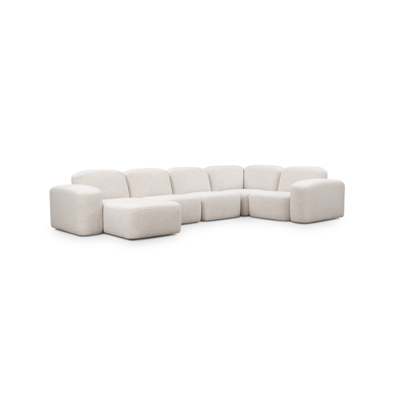 Muse 5 Piece LAF Chaise Modular Sofa - [ Byron Oyster ]