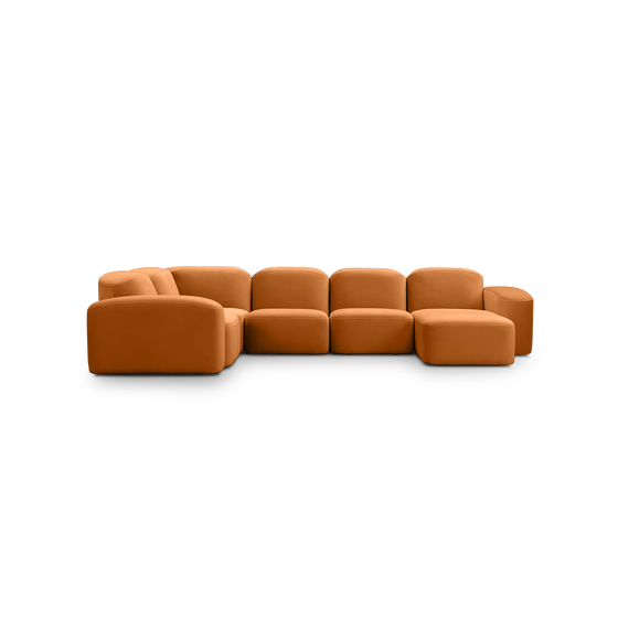 Muse 5 Piece RAF Chaise Modular Sofa - [ Malibu Caramel ]