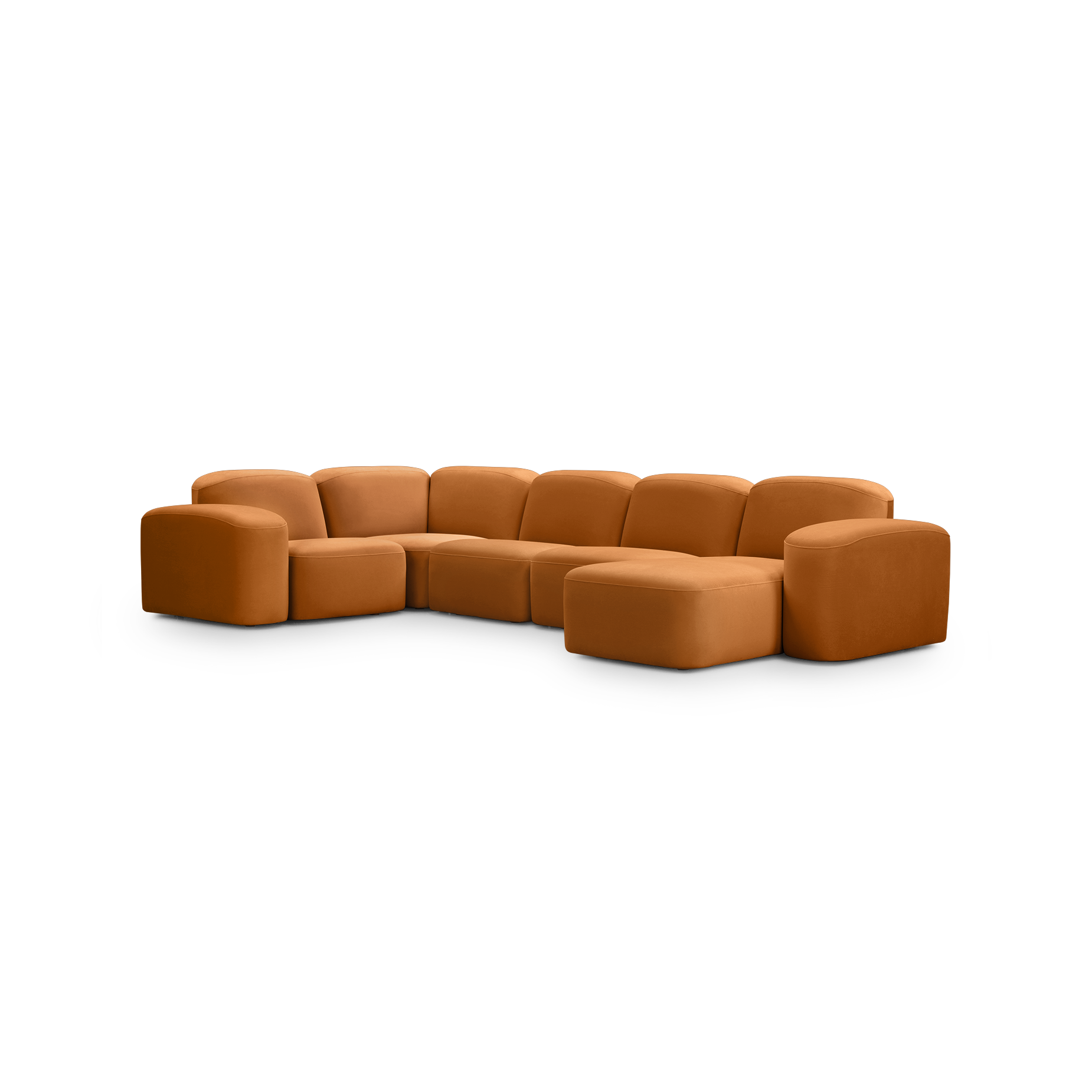 Muse 5 Piece RAF Chaise Modular Sofa - [ Malibu Caramel ]