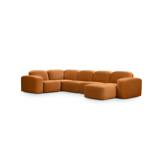 Muse 5 Piece RAF Chaise Modular Sofa - [ Malibu Caramel ]