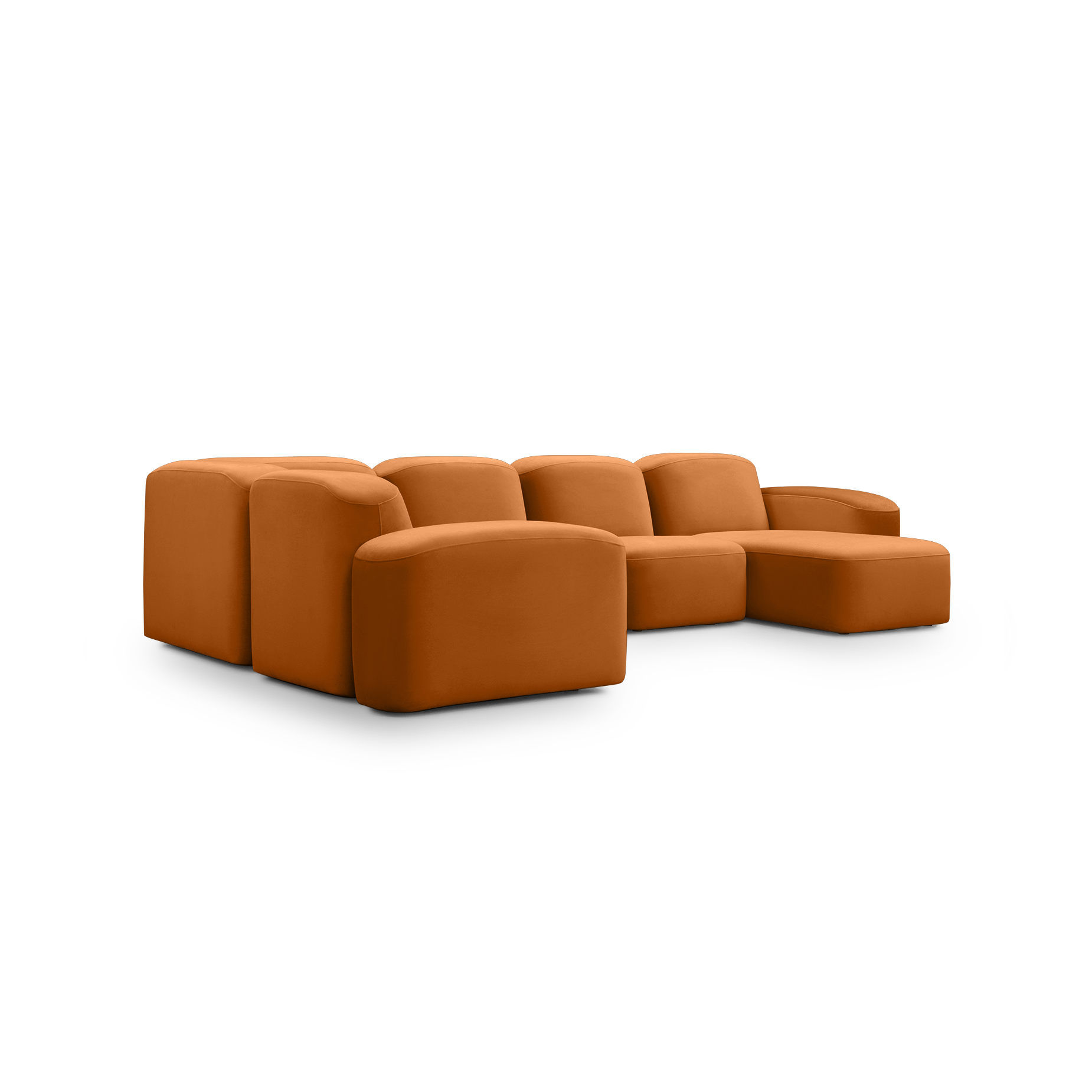 Muse 5 Piece RAF Chaise Modular Sofa - [ Malibu Caramel ]