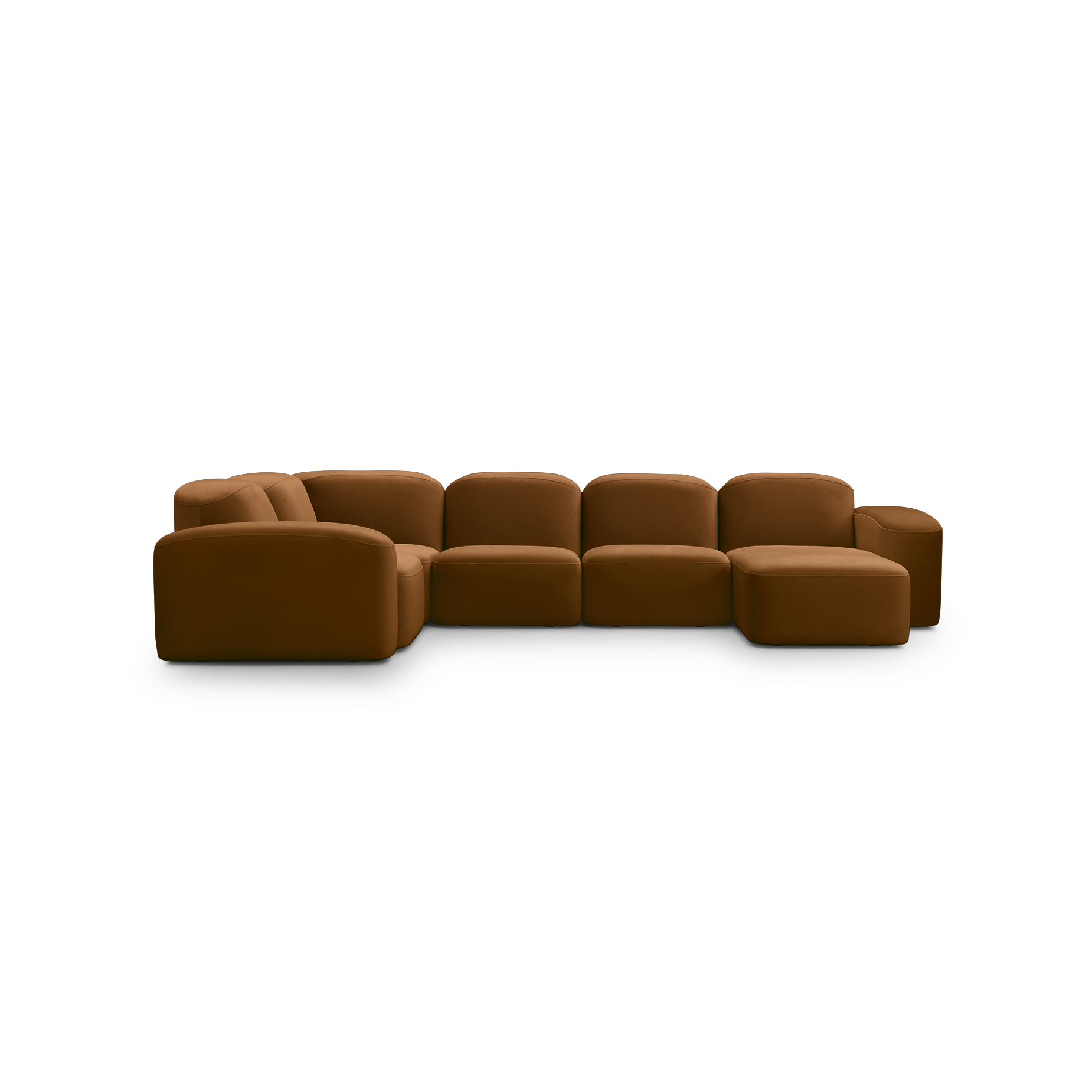 Muse 5 Piece RAF Chaise Modular Sofa - [ Malibu Cognac ]