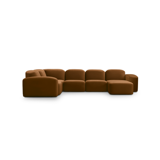 Muse 5 Piece RAF Chaise Modular Sofa - [ Malibu Cognac ]