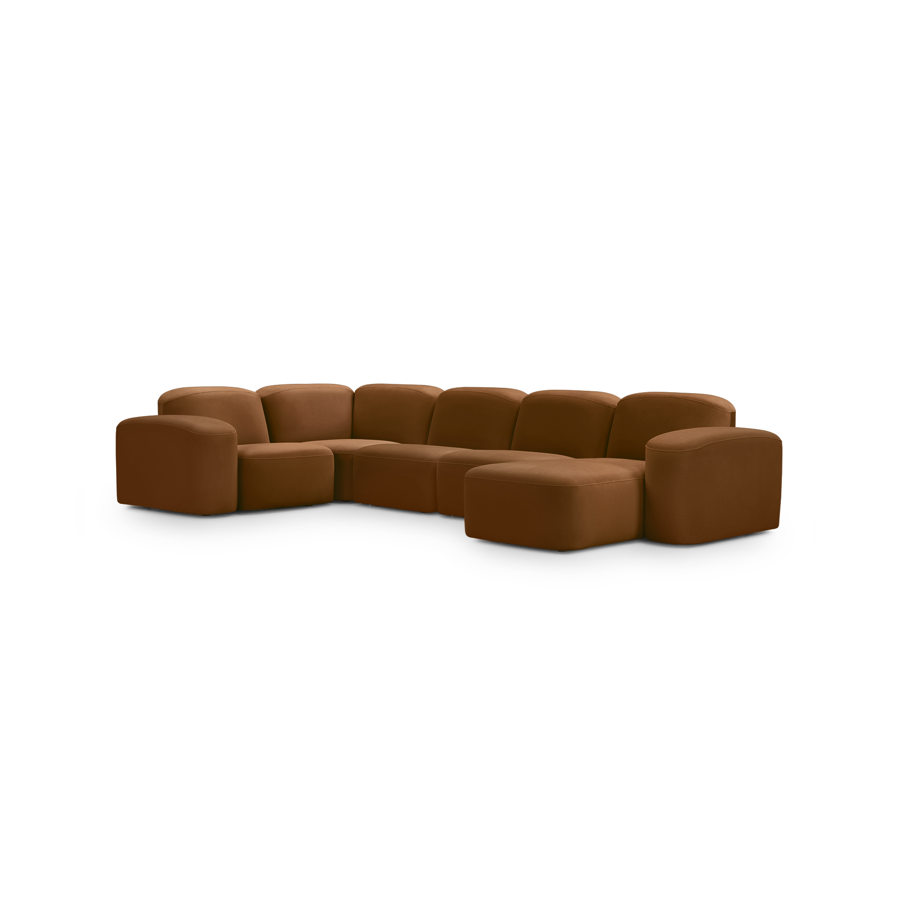 Muse 5 Piece RAF Chaise Modular Sofa - [ Malibu Cognac ]