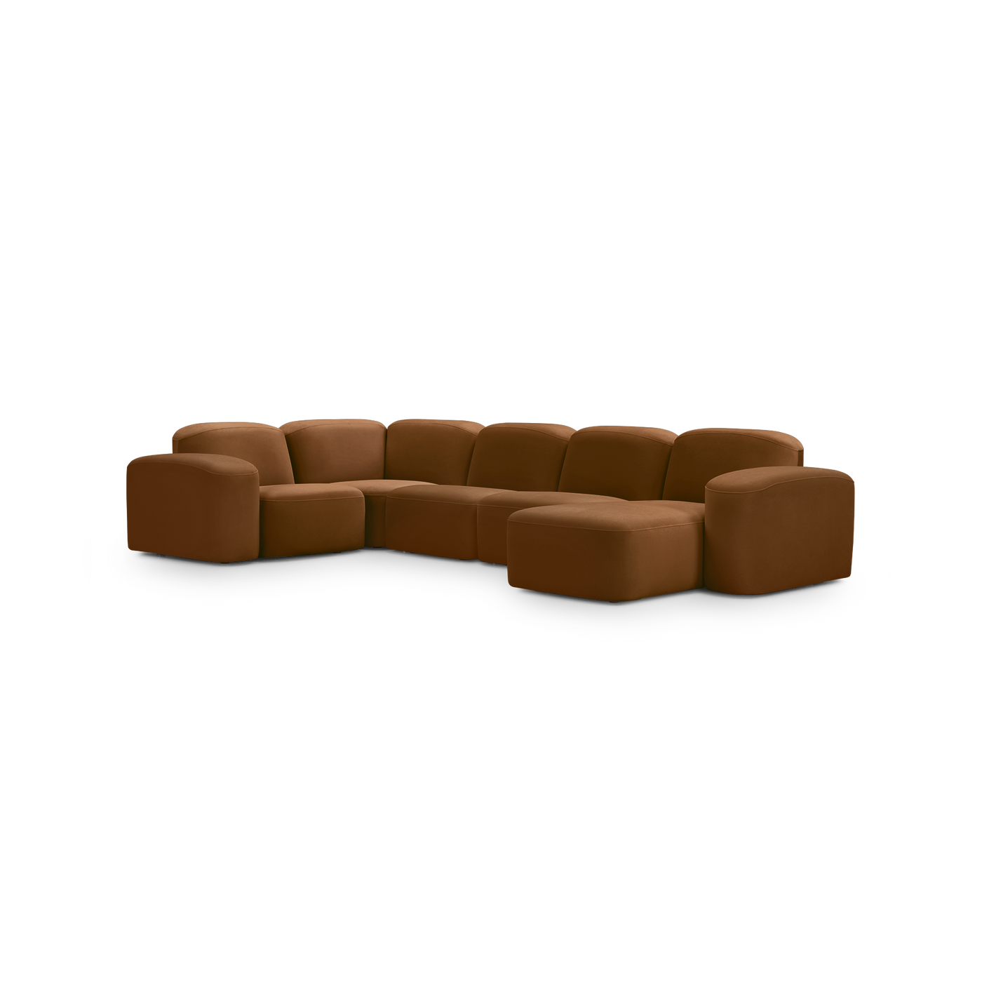 Muse 5 Piece RAF Chaise Modular Sofa - [ Malibu Cognac ]