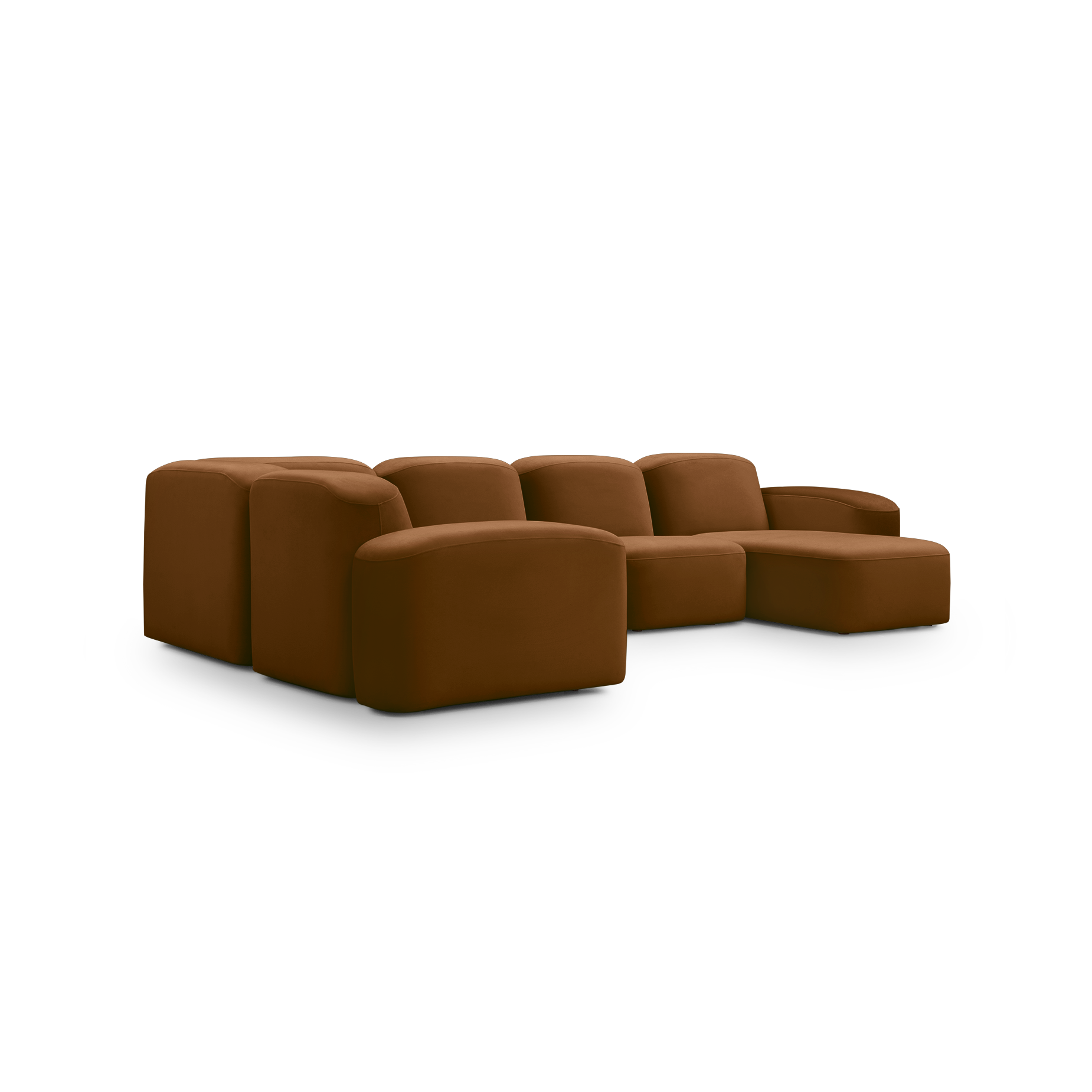 Muse 5 Piece RAF Chaise Modular Sofa - [ Malibu Cognac ]