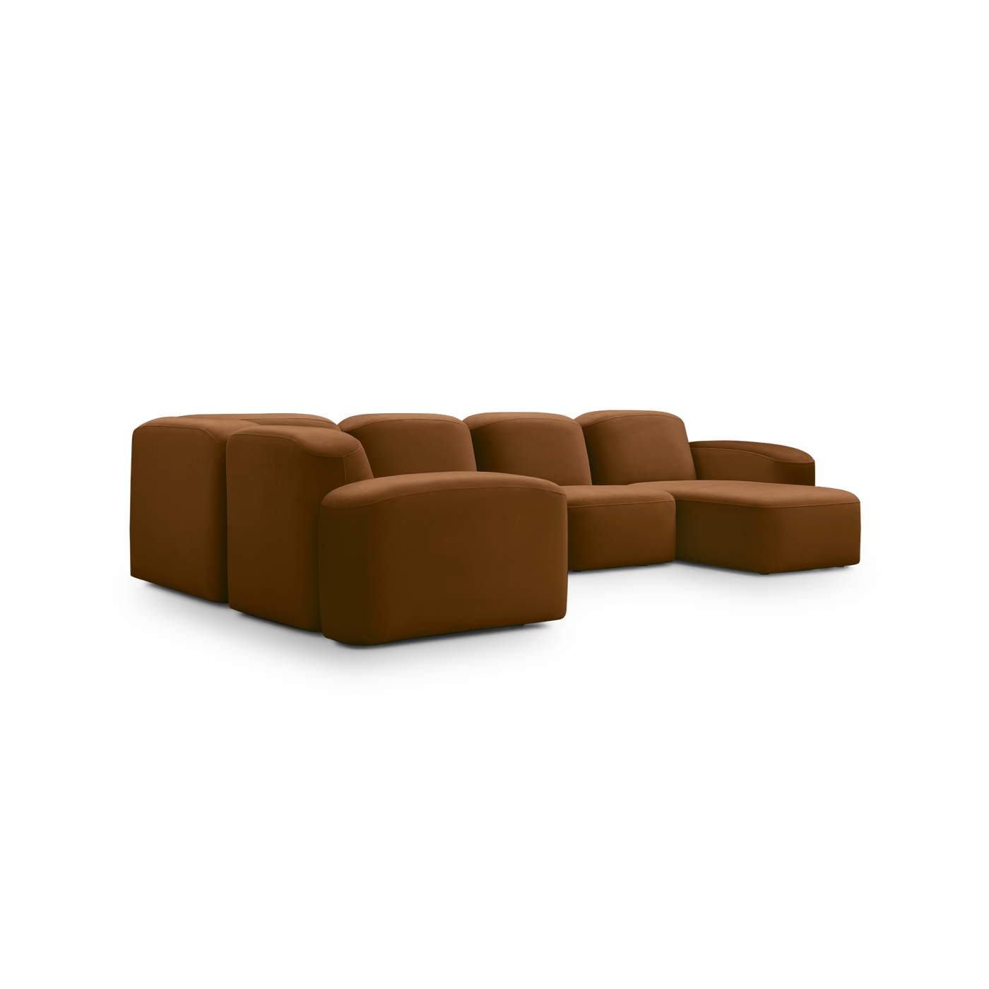Muse 5 Piece RAF Chaise Modular Sofa - [ Malibu Cognac ]