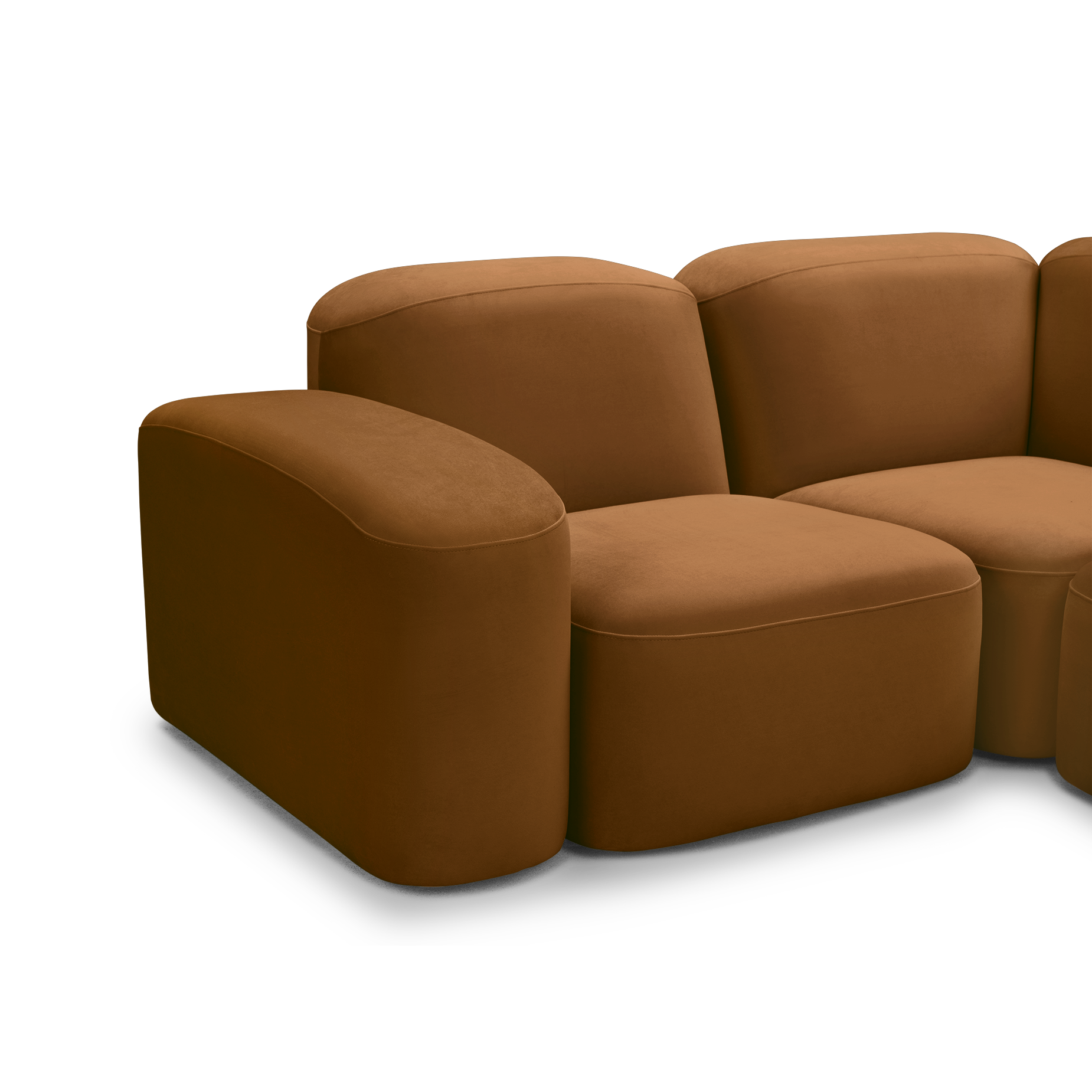 Muse 5 Piece RAF Chaise Modular Sofa - [ Malibu Cognac ]