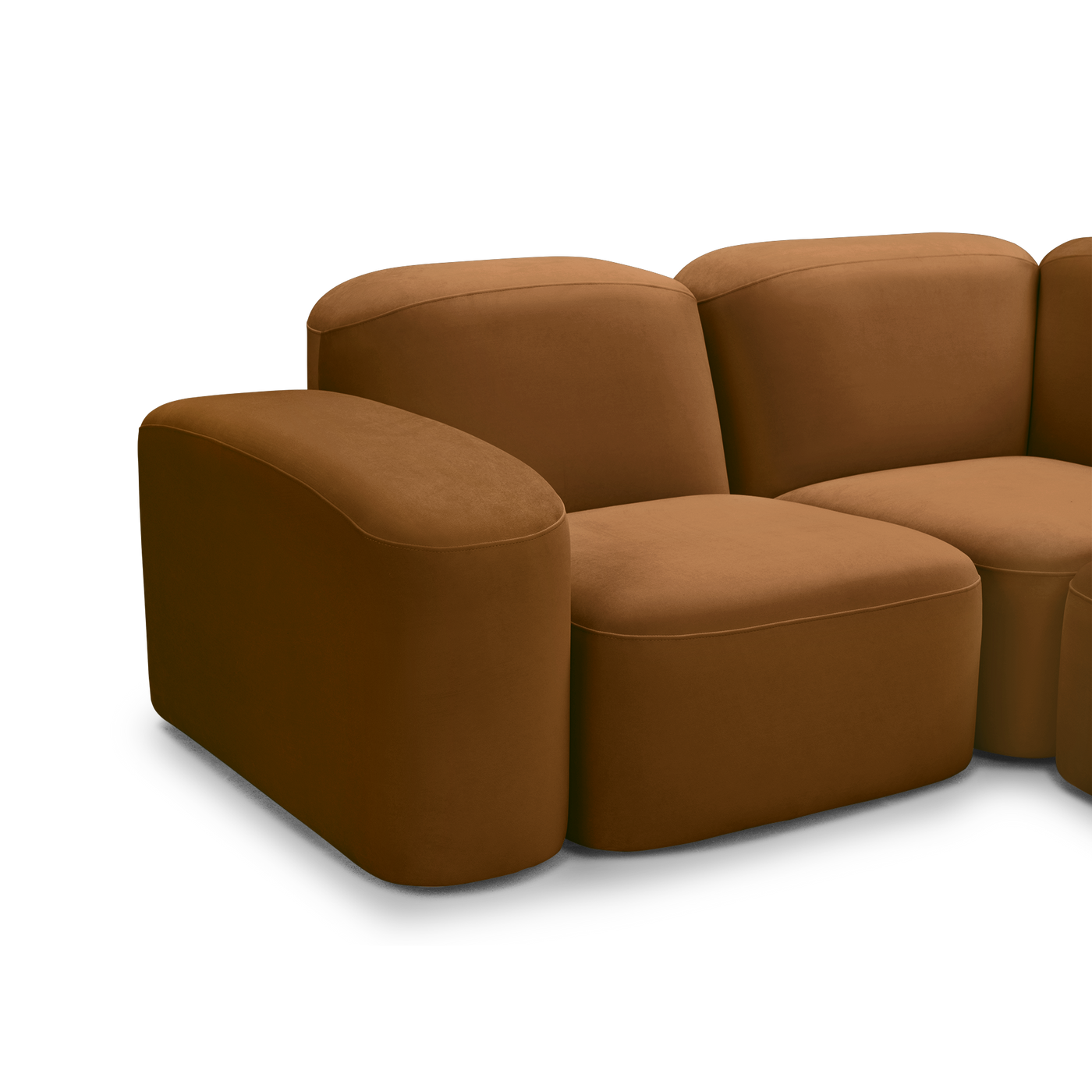 Muse 5 Piece RAF Chaise Modular Sofa - [ Malibu Cognac ]