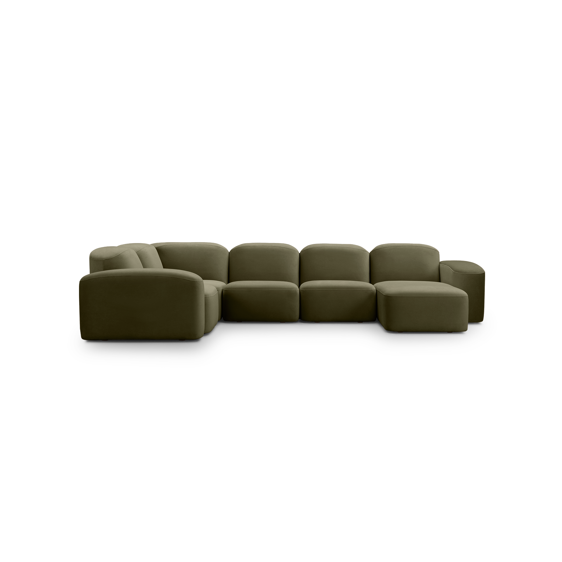 Muse 5 Piece RAF Chaise Modular Sofa - [ Malibu Matcha ]