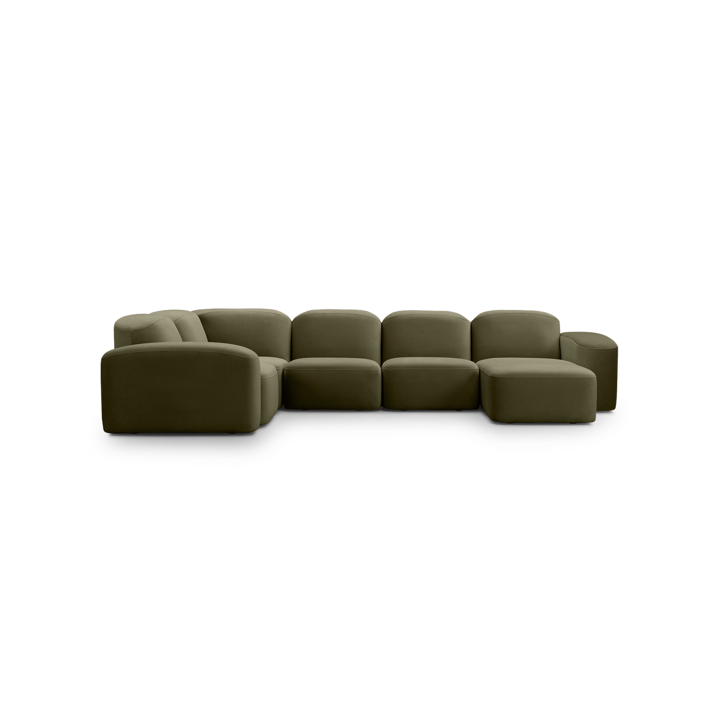 Muse 5 Piece RAF Chaise Modular Sofa - [ Malibu Matcha ]