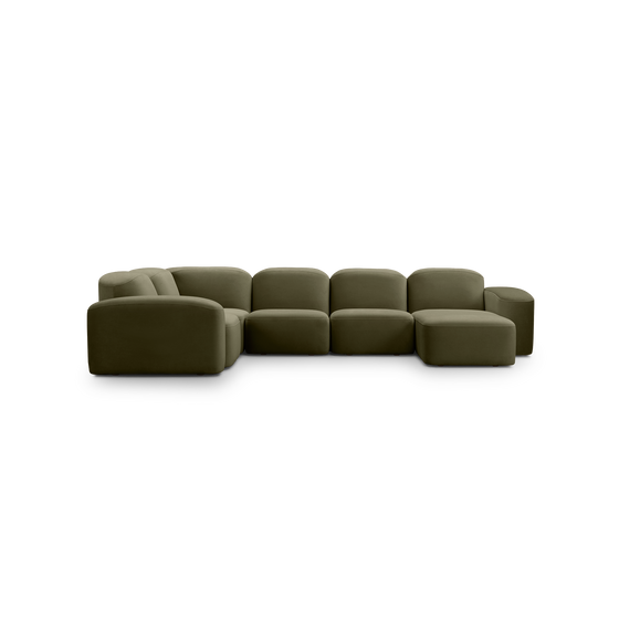 Muse 5 Piece RAF Chaise Modular Sofa - [ Malibu Matcha ]