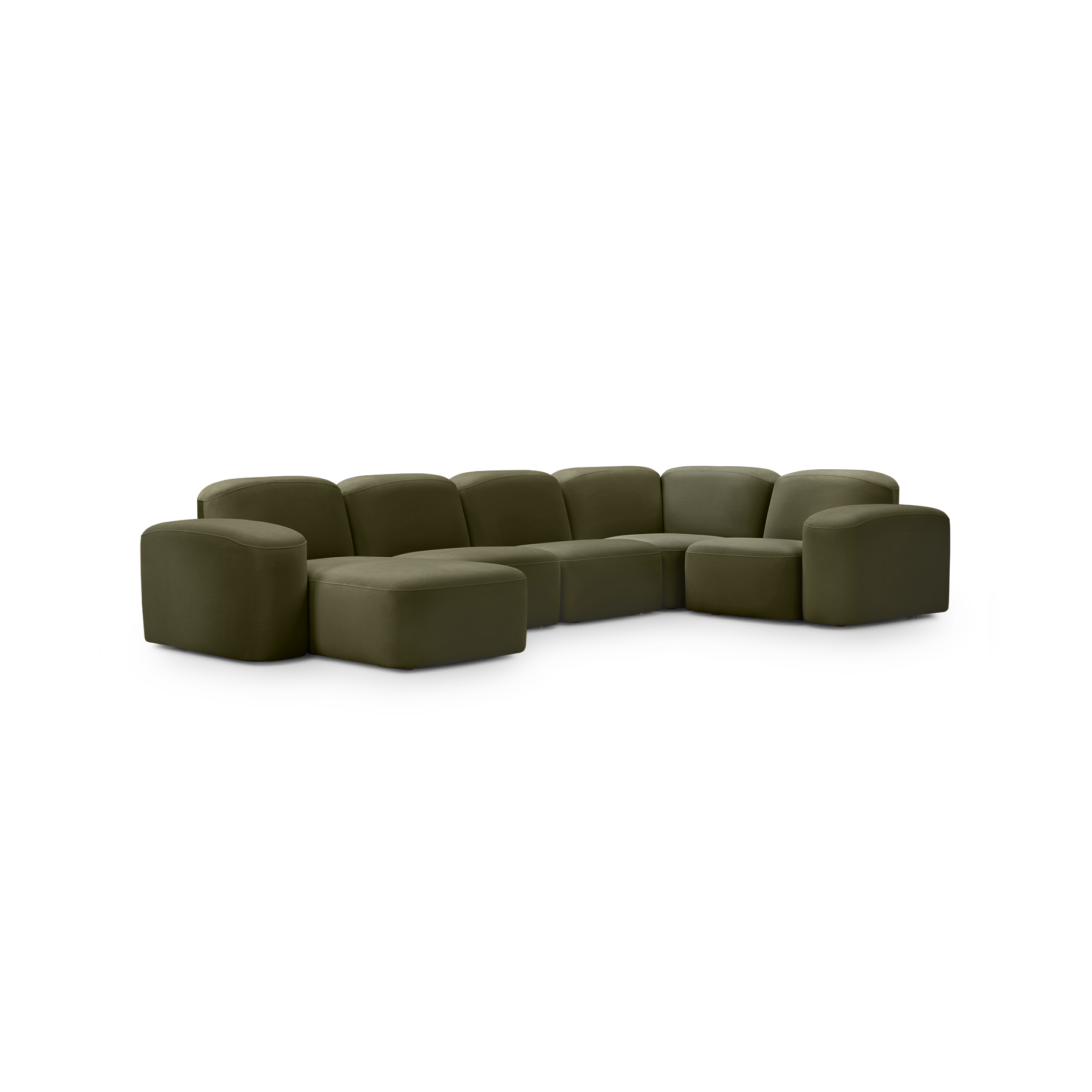 Muse 5 Piece RAF Chaise Modular Sofa - [ Malibu Matcha ]