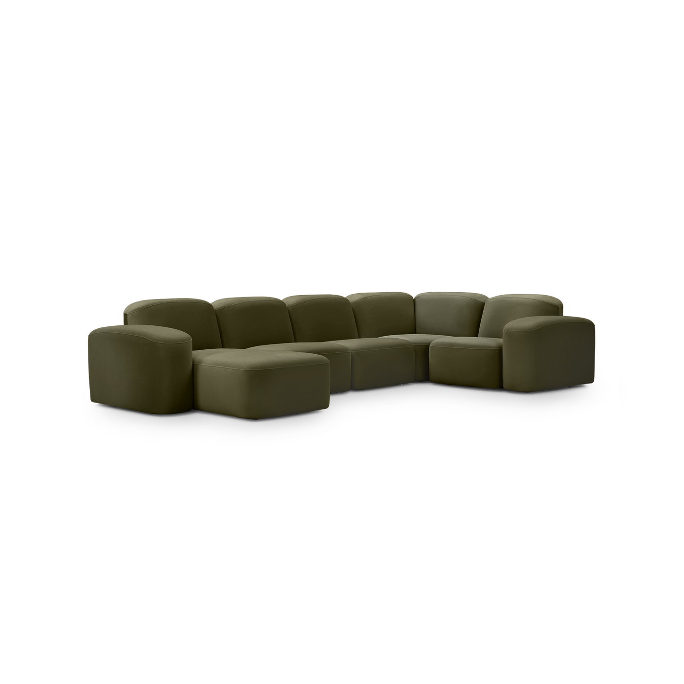 Muse 5 Piece RAF Chaise Modular Sofa - [ Malibu Matcha ]