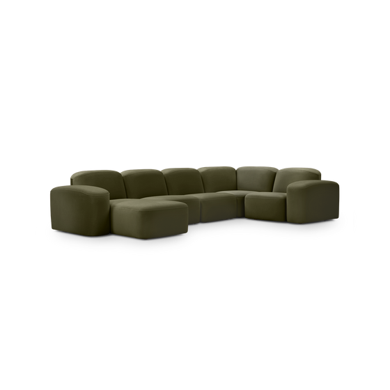 Muse 5 Piece RAF Chaise Modular Sofa - [ Malibu Matcha ]