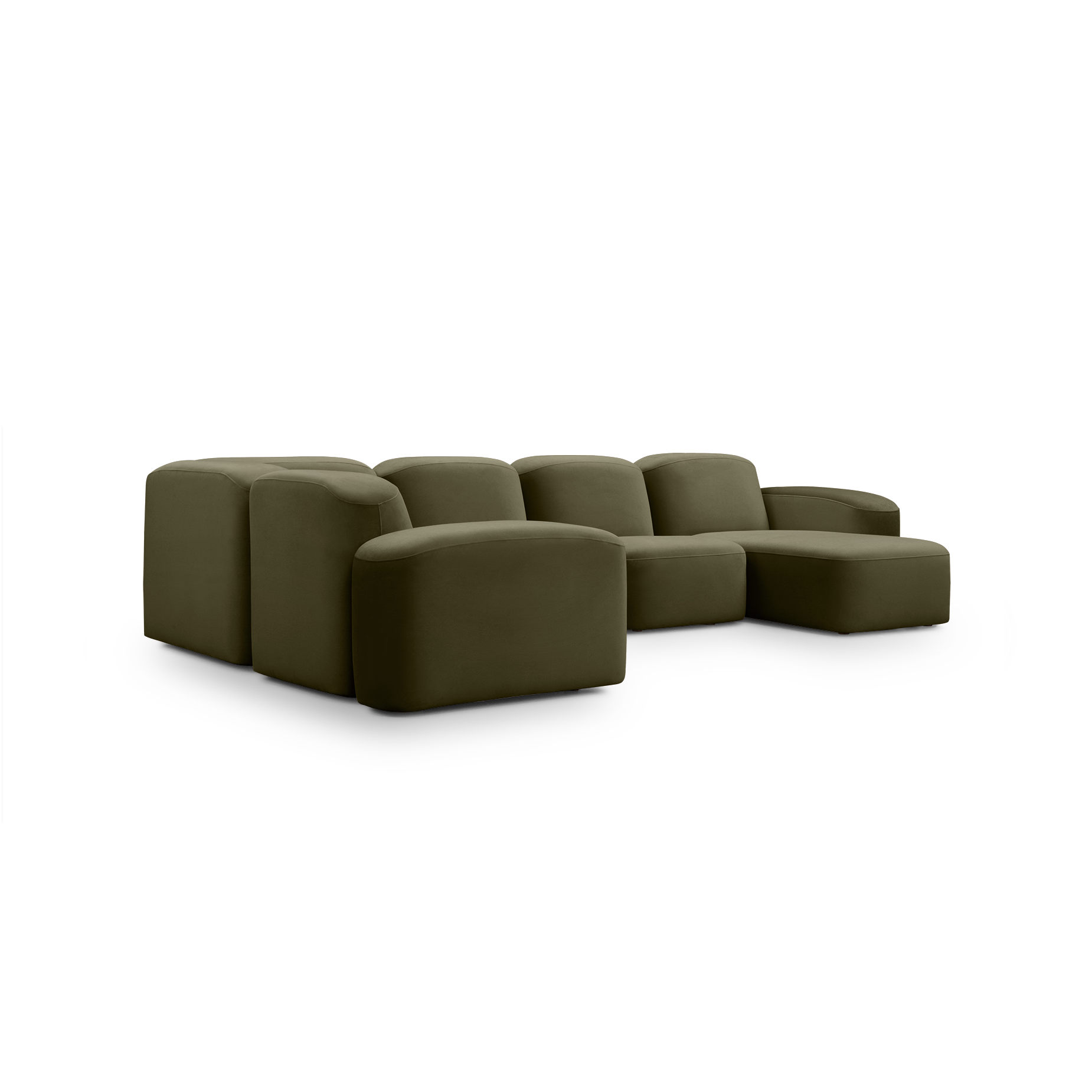 Muse 5 Piece RAF Chaise Modular Sofa - [ Malibu Matcha ]