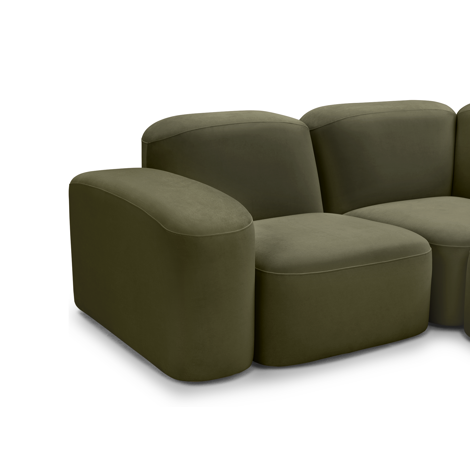 Muse 5 Piece RAF Chaise Modular Sofa - [ Malibu Matcha ]