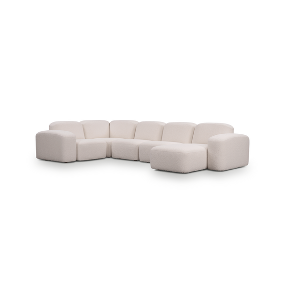 Muse 5 Piece RAF Chaise Modular Sofa - [ Bronte La Creme ]
