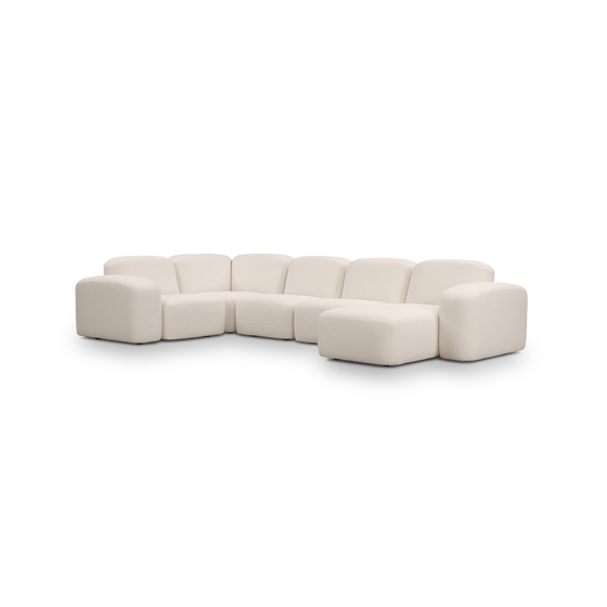 Muse 5 Piece RAF Chaise Modular Sofa - [ Bronte Whipped Cream ]