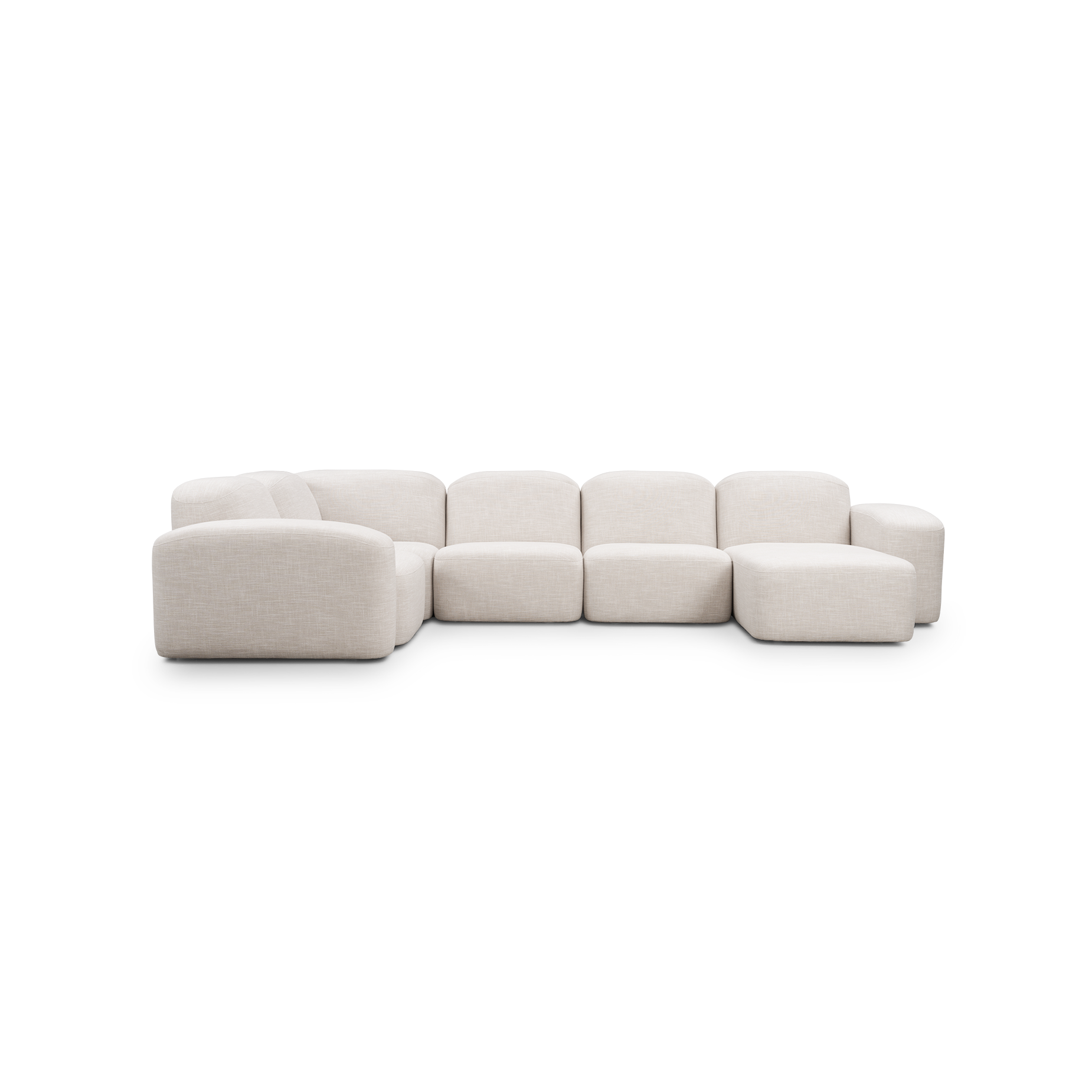 Muse 5 Piece RAF Chaise Modular Sofa - [ Byron Oyster ]