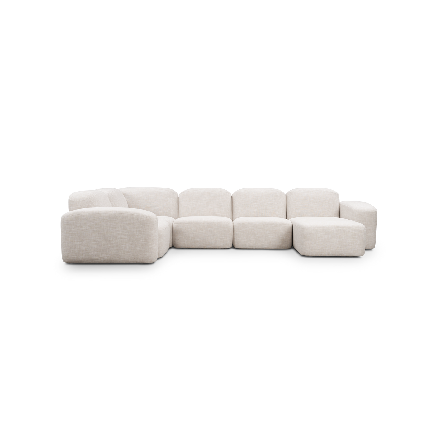 Muse 5 Piece RAF Chaise Modular Sofa - [ Byron Oyster ]