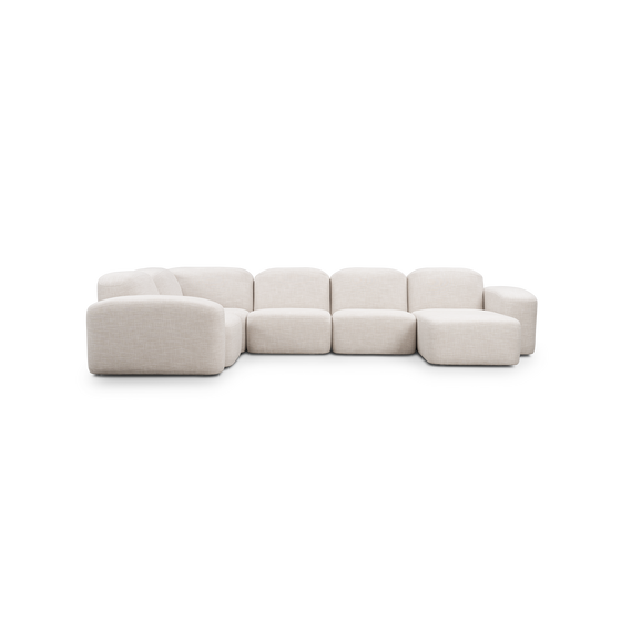 Muse 5 Piece RAF Chaise Modular Sofa - [ Byron Oyster ]