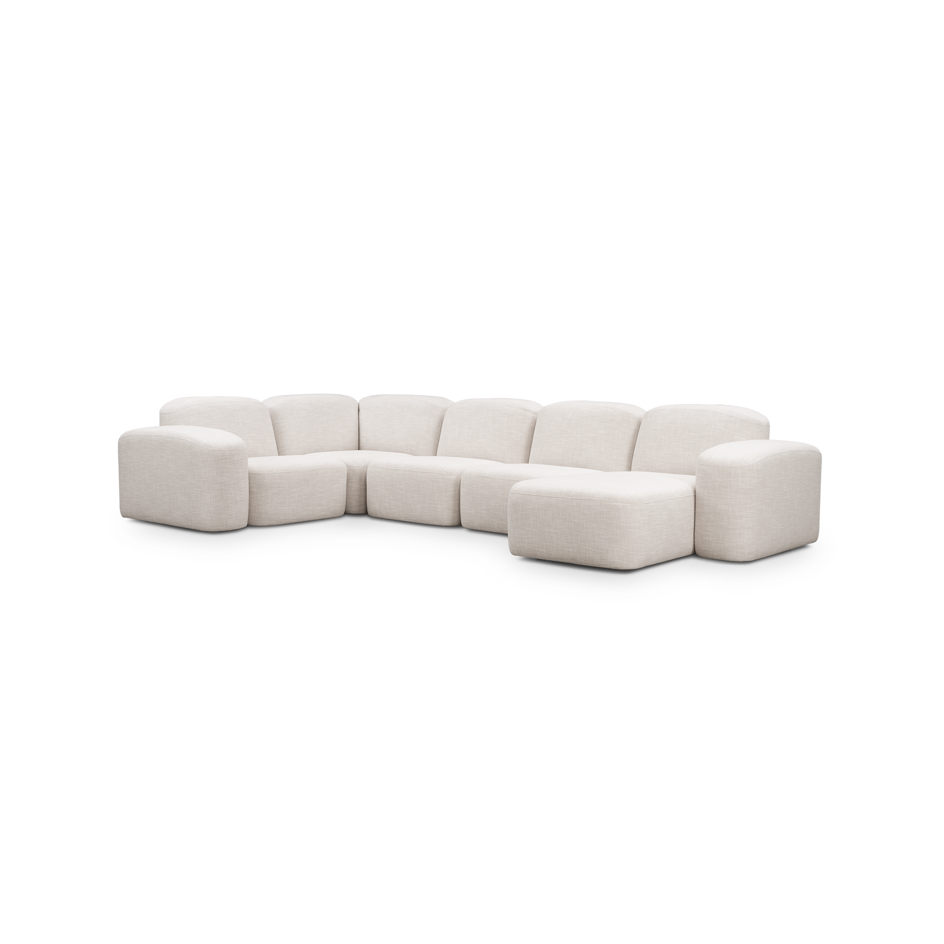 Muse 5 Piece RAF Chaise Modular Sofa - [ Byron Oyster ]