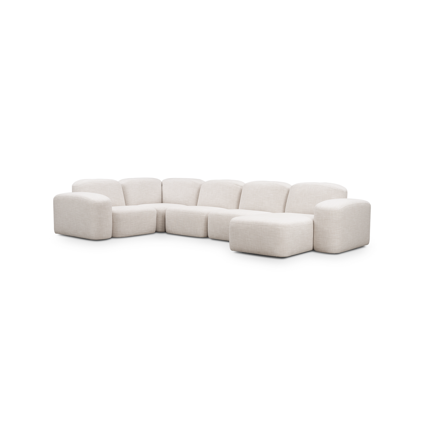 Muse 5 Piece RAF Chaise Modular Sofa - [ Byron Oyster ]