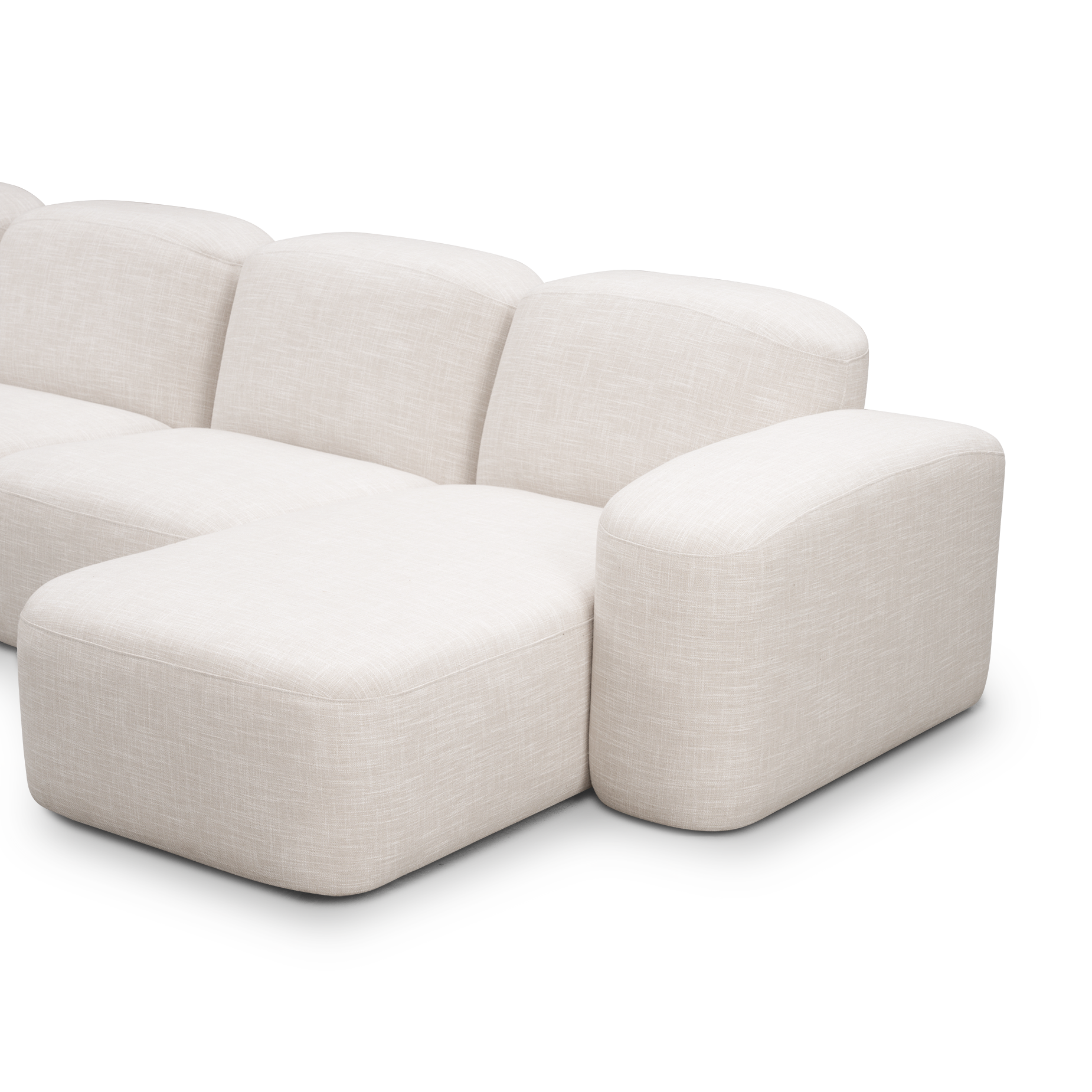 Muse 5 Piece RAF Chaise Modular Sofa - [ Byron Oyster ]