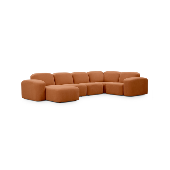 Muse 5 Piece LAF Chaise Modular Sofa - [ Cabarita Hazel ]