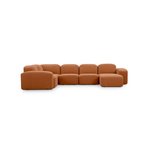 Muse 5 Piece RAF Chaise Modular Sofa - [ Cabarita Hazel ]
