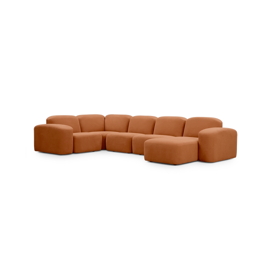 Muse 5 Piece RAF Chaise Modular Sofa - [ Cabarita Hazel ]