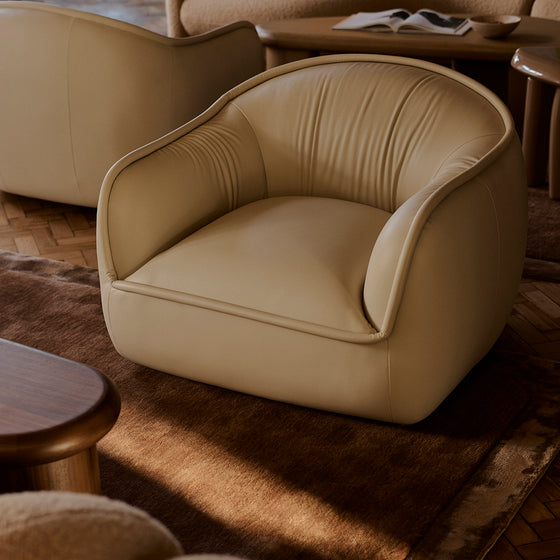 Tubo Leather Occasional Chair - [ Simpson Cream ]