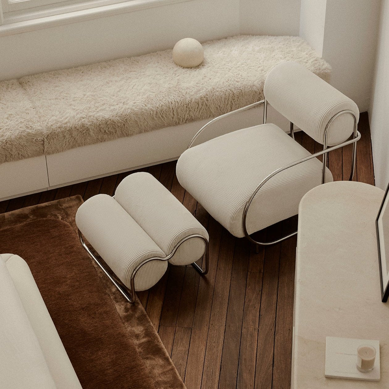 Chromeo Armchair & Ottoman - [ Sorrento Moon ]