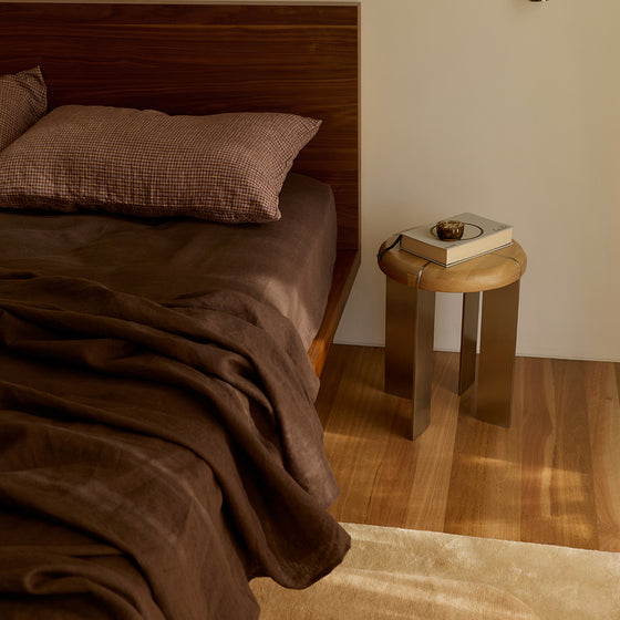 Etre Stainless Steel Occasional Table - [ Stainless Steel & Oak ]