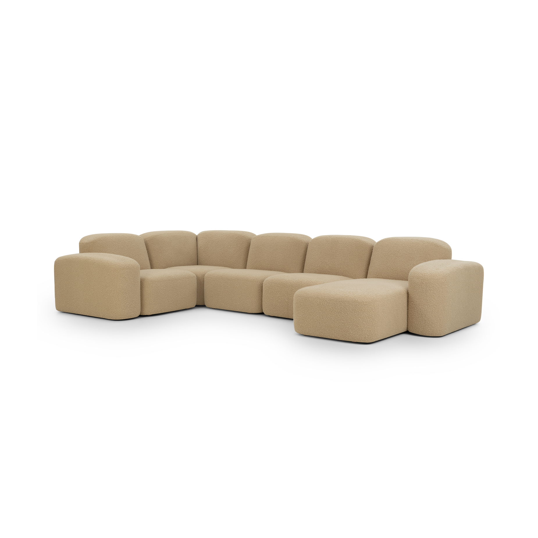 Muse 5 Piece RAF Chaise Modular Sofa - [ Airlie Camel ]