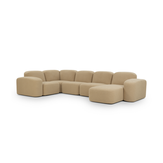 Muse 5 Piece RAF Chaise Modular Sofa - [ Airlie Camel ]