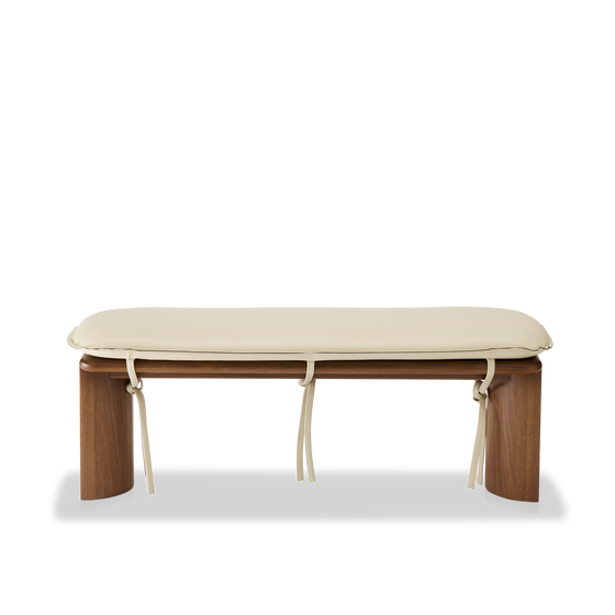 Liaison Bench With Cushion - [ Walnut & Simpson Cream ]