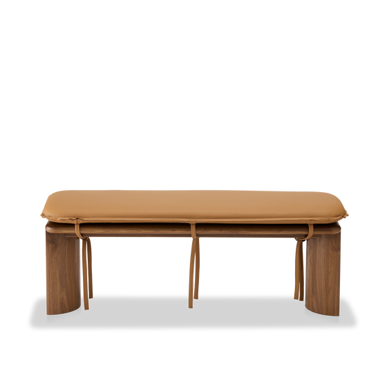 Liaison Bench With Cushion - [ Walnut & Simpson Tan ]