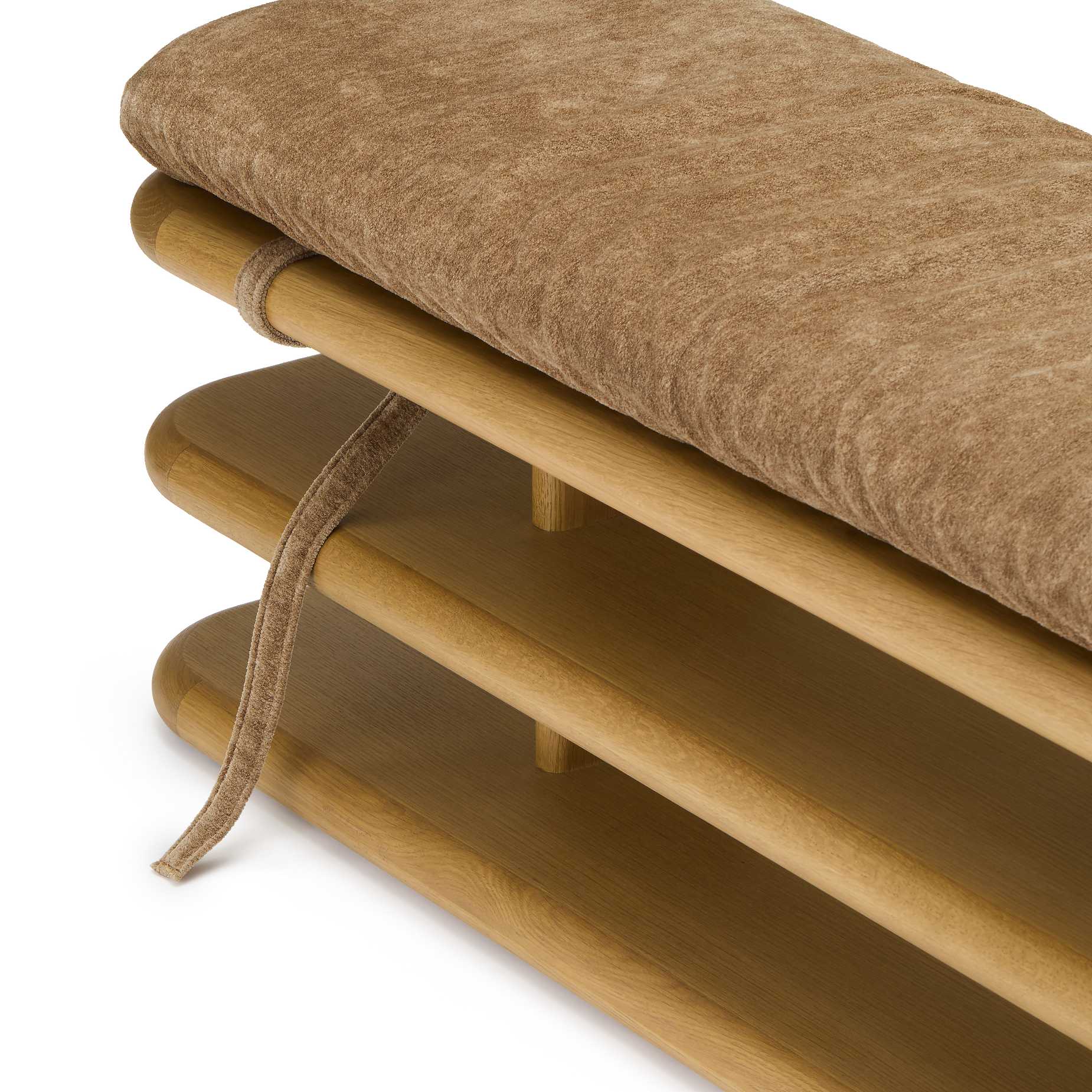 Plinto Bench with cushion - [ Oak & Amalfi Tabacco ]