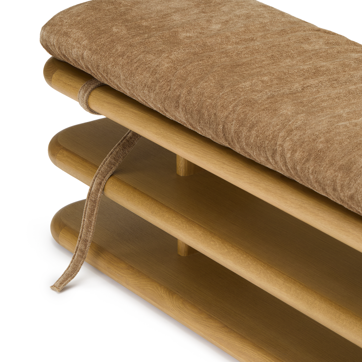 Plinto Bench with cushion - [ Oak & Amalfi Tabacco ]
