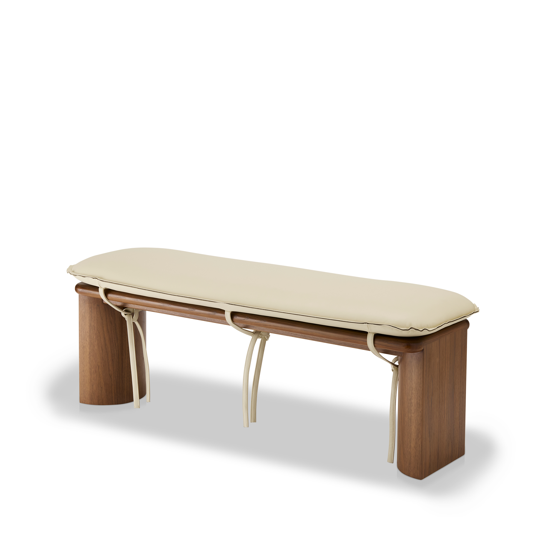 Liaison Bench With Cushion - [ Walnut & Simpson Cream ]