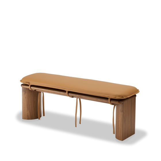 Liaison Bench With Cushion - [ Walnut & Simpson Tan ]